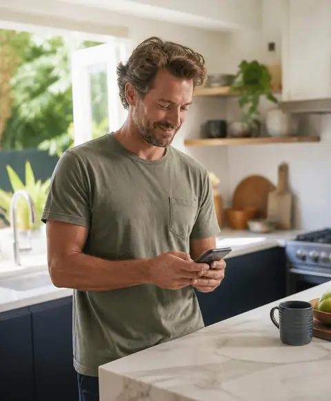 Homeowner sending a job request from their phone